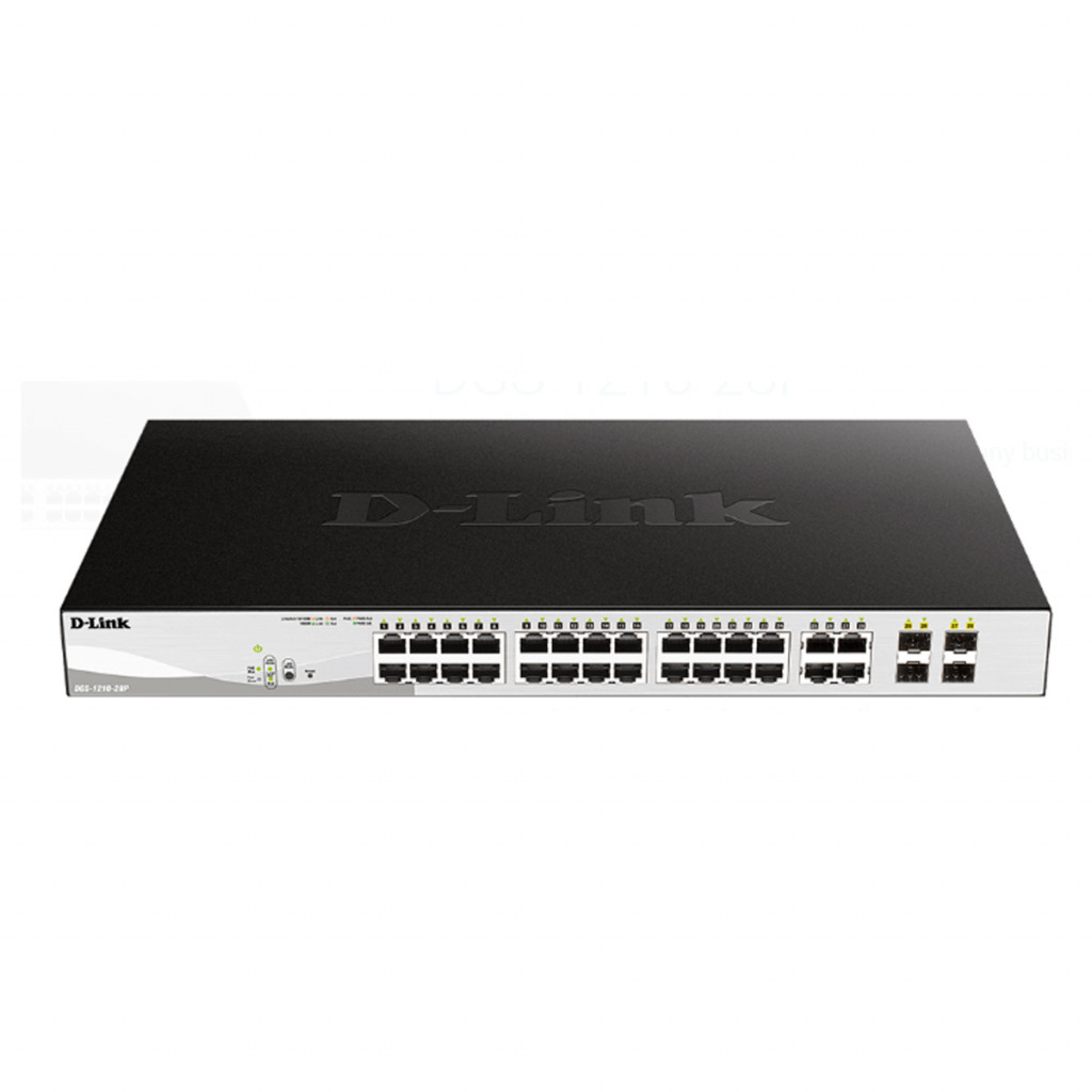 سوئیچ شبکه مدیریتی 28 پورت با 24 پورت PoE دی لینک مدل DGS-1210-28P